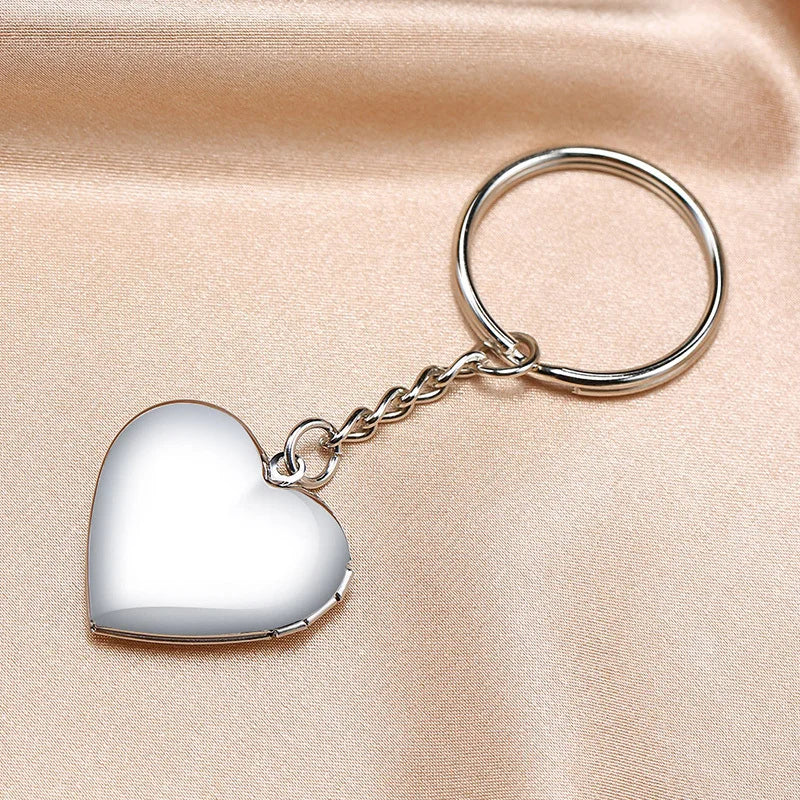 Vnox Personalize Engrave Name Heart Locket Key Chains for Women Men,Custom Family Love Photos Anniversary Keepsake Gifts