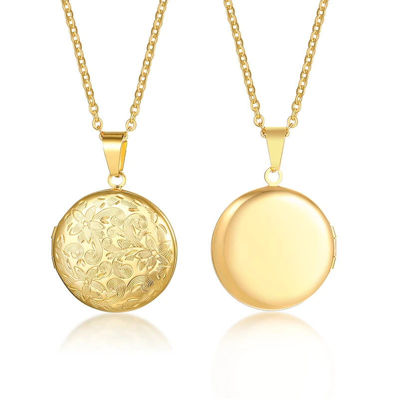 Vnox Customize Picture Name Women Necklaces Heart Locket Pendant Family Image Personalized Anniversary Gift