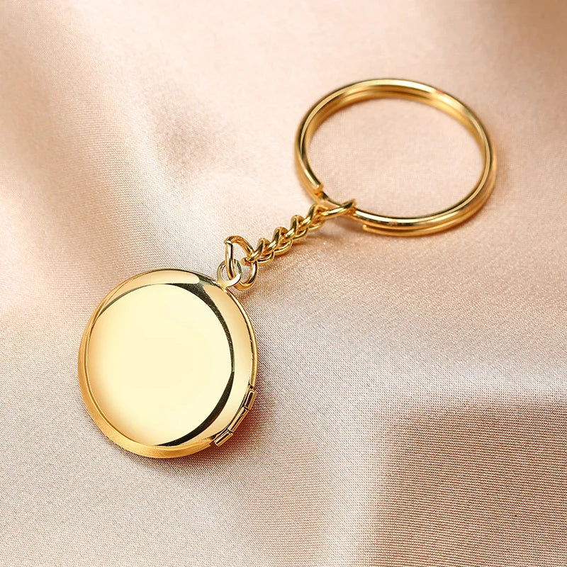 Vnox Personalize Engrave Name Heart Locket Key Chains for Women Men,Custom Family Love Photos Anniversary Keepsake Gifts