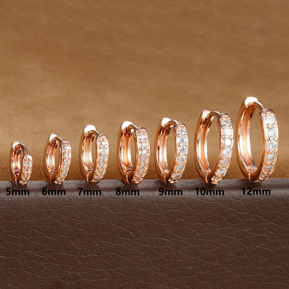 1Pair Stainless Steel Huggie Minimal Hoop Earrings Little Crystal Zirconia Thin Helix Tragus Cartilage Earrings Piercing Jewelry