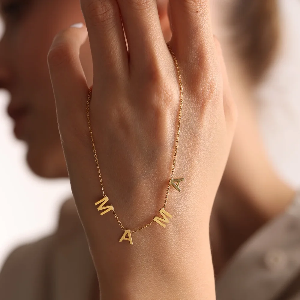 Dainty Mama Necklace Gold Color Stainless Steel Waterproof Choker Mama Letters Nameplate Necklaces Jewelry Gift For Mom And Wife