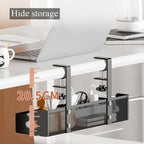 No Drilling Extendable Under Desk Cable Management Metal Cable Tray Under Desk With Clamp Retractable Power Strip Cord Holder