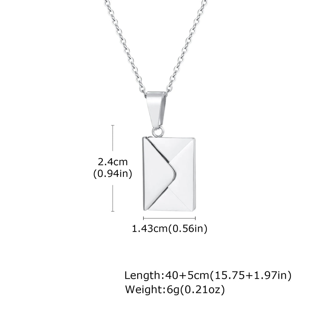 Envelope Photo Neckalce for Men Women,50/60CM Stainless Steel Custom Picture Collars,Gift for Dad Mom Husband Bestie BBF