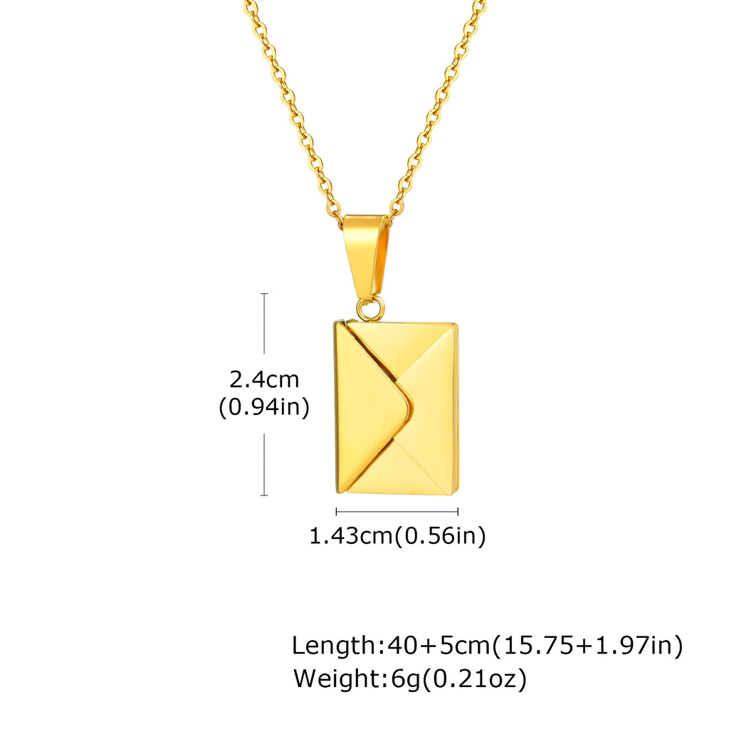 Envelope Photo Neckalce for Men Women,50/60CM Stainless Steel Custom Picture Collars,Gift for Dad Mom Husband Bestie BBF