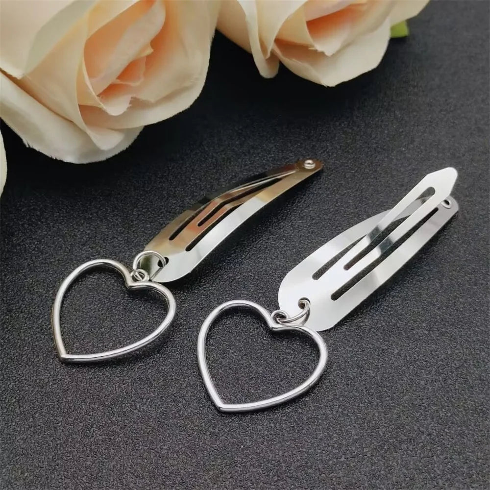 Fashion Metal Geometry Pendant Hair Clip Women's Love Butterfly Star Headwear Punk Girls' Hair Accessories Charm Jewelry Gift