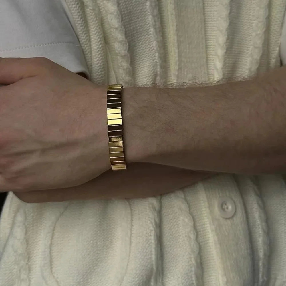 Fashion Stainless Steel 9mm Stretch Bangles For Men Simple Imitation Strap Bracelet Trendy Party Women Jewelry Accessories