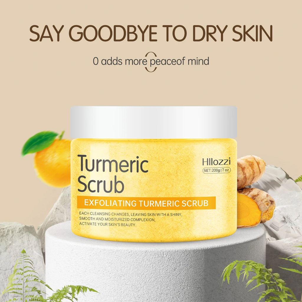 Hllozzi 200g turmeric body scrub deep cleansing exfoliation avocado vitamin C hydrating moisturizing