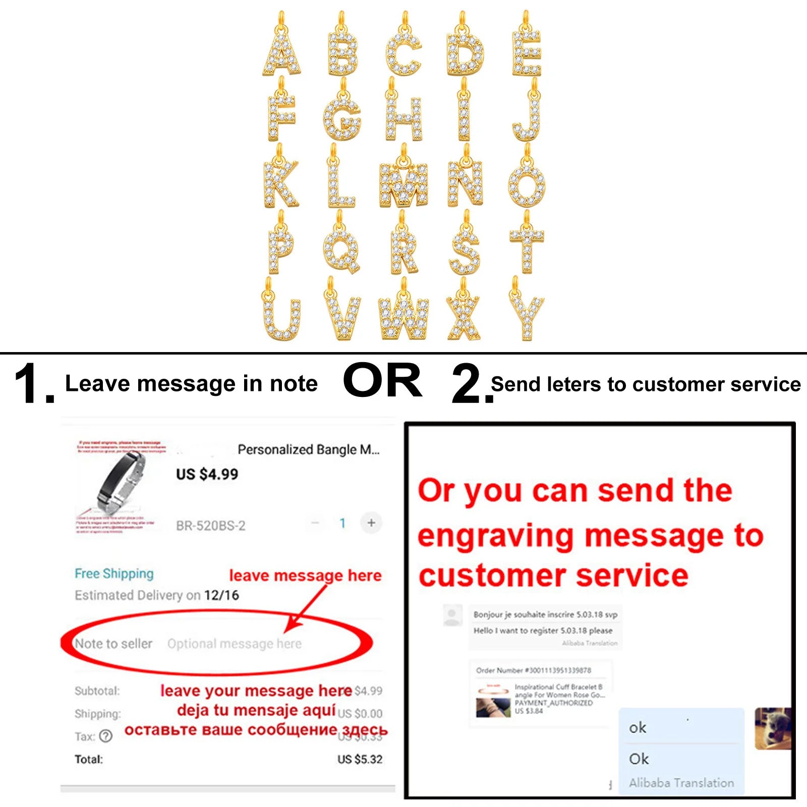 Customized Name With Initial Necklace for Women Mom, Charms Pave Letter Pendant, Stainless Steel Chain Link Adjustable