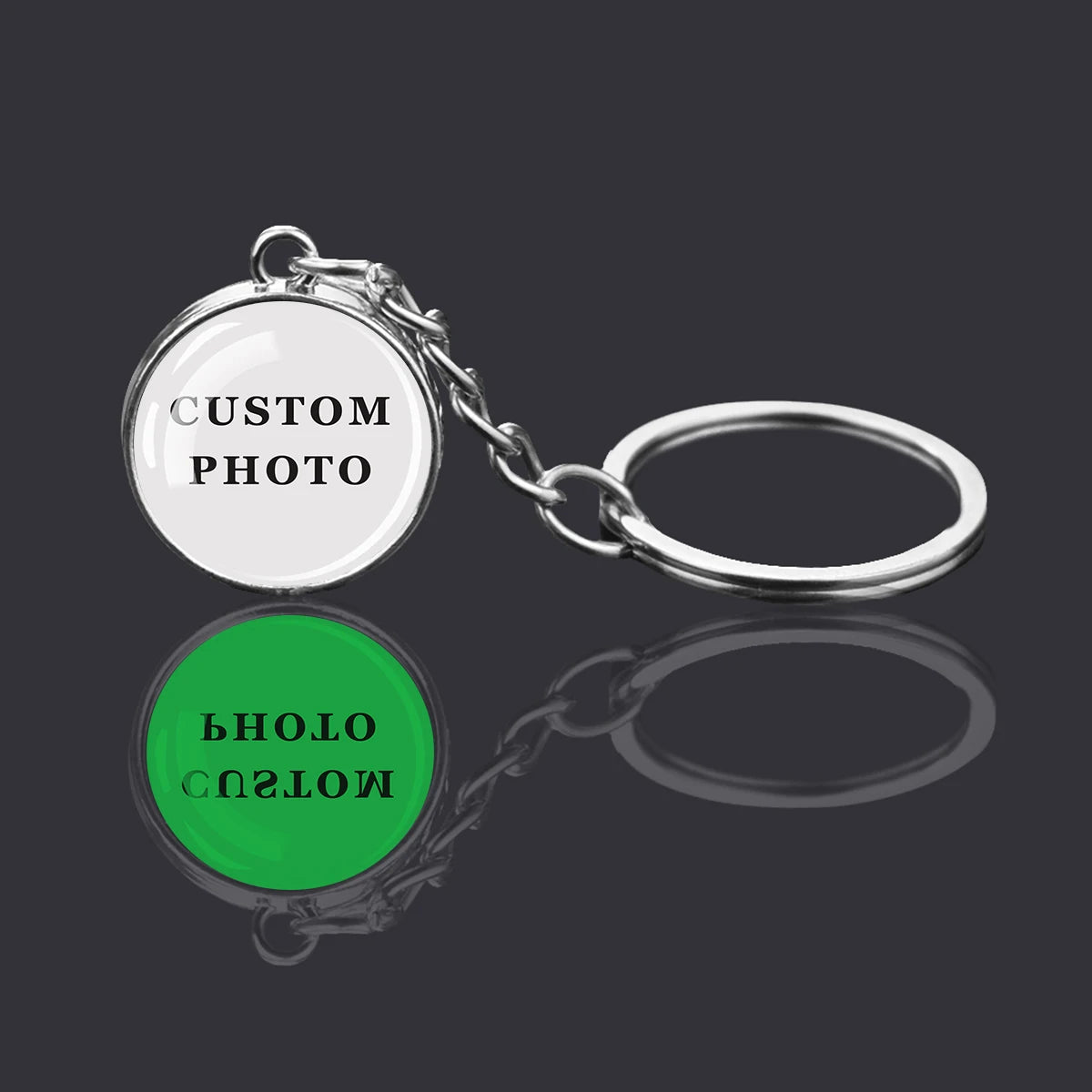 Customized Keychains Personalized Custom Photo Picture Glass Ball Double Sided Pendant Key Chain Luminous Keyring Jewelry Gift