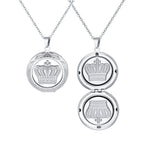 Vnox Free Custom Photo Crown Necklaces, Stainless Steel Round Holds Image Picture Pendant, Family Memorial Locket Jewelry Gifts