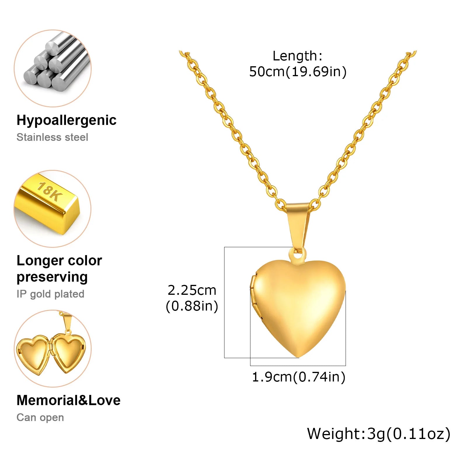 Personalized Heart Photo Pendant Necklace, Customized Image Picture Locked Necklace Jewelry for Women