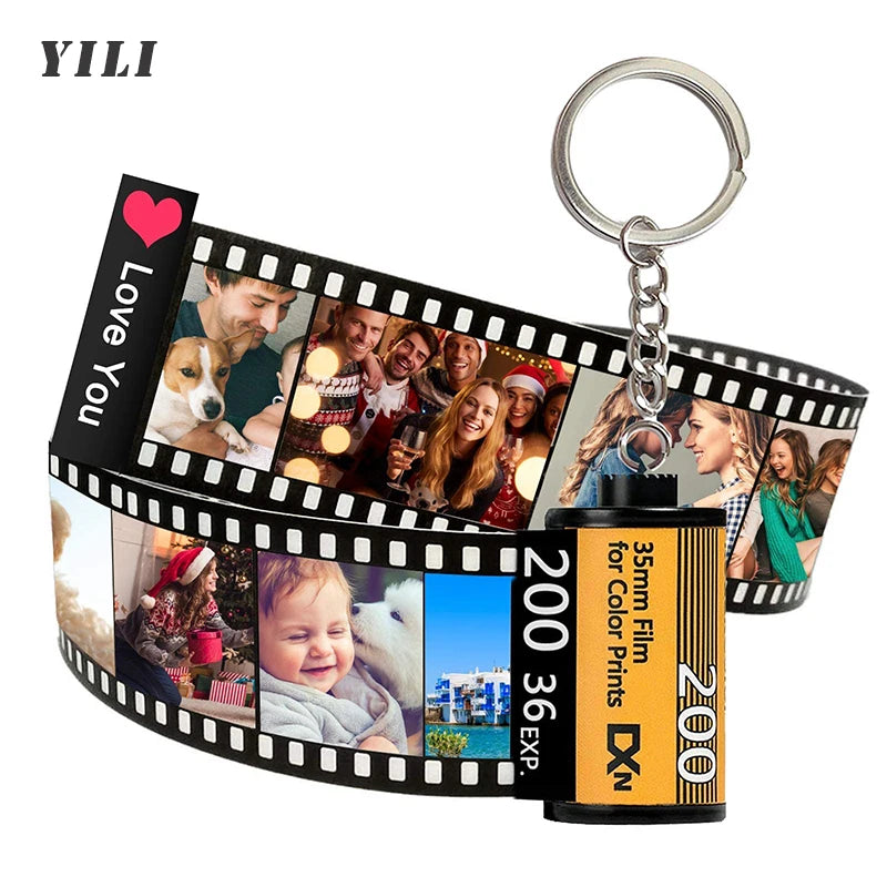 Personalized Custom Camera Film Roll Keychain with Colorful Customized Photo Picture Keychain Reel Album Photo Memory Gifts