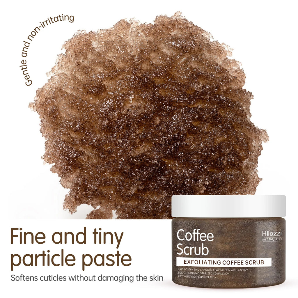 Hllozzi 200g coffee body scrub deep cleansing exfoliating cocoa plant squalane moisturizing