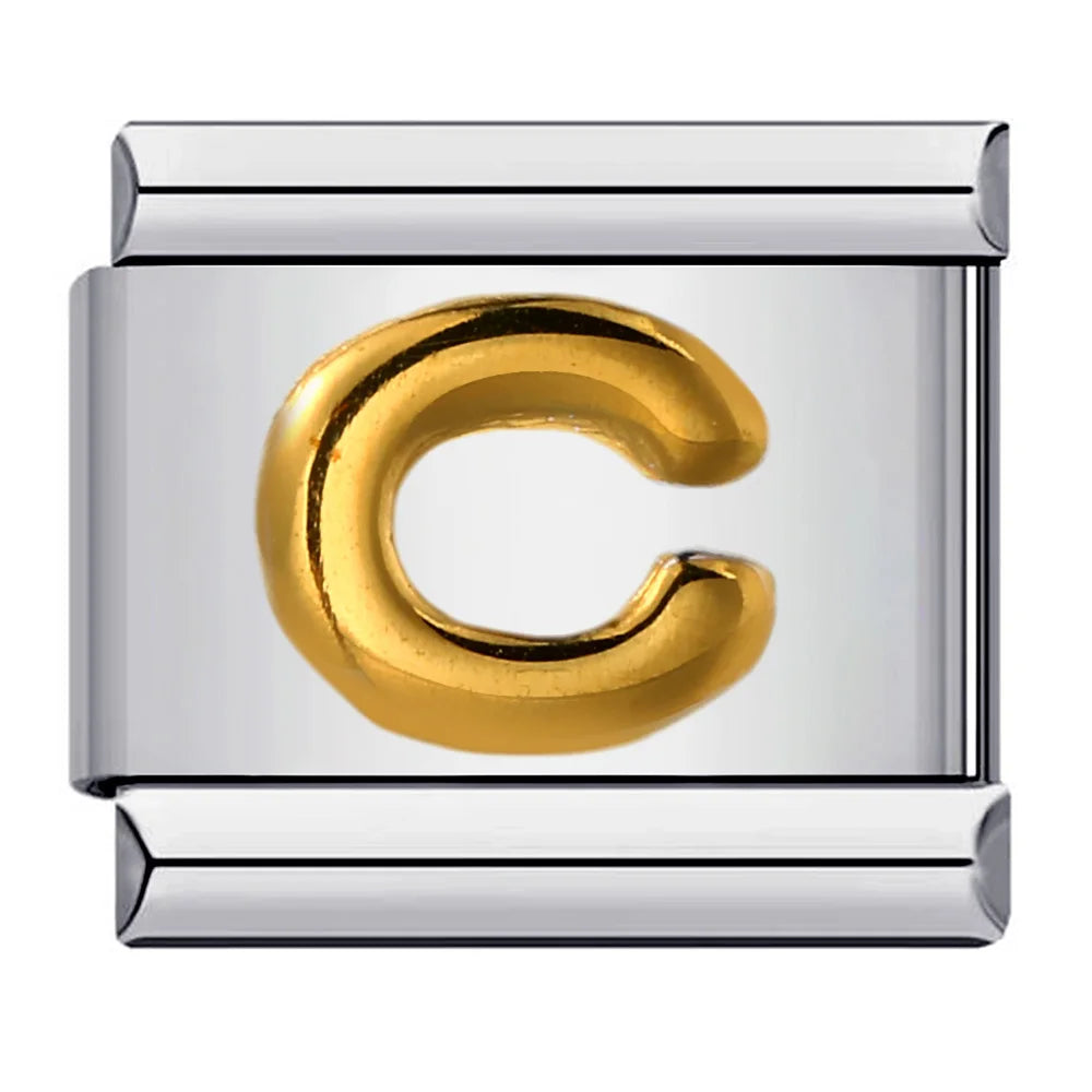 Trendy Italian Charms Bracelet 26 English A-Z Letter Name Custom Gold Color DIY Jewelry Making Gift Hand Bangle Chain Jewellry