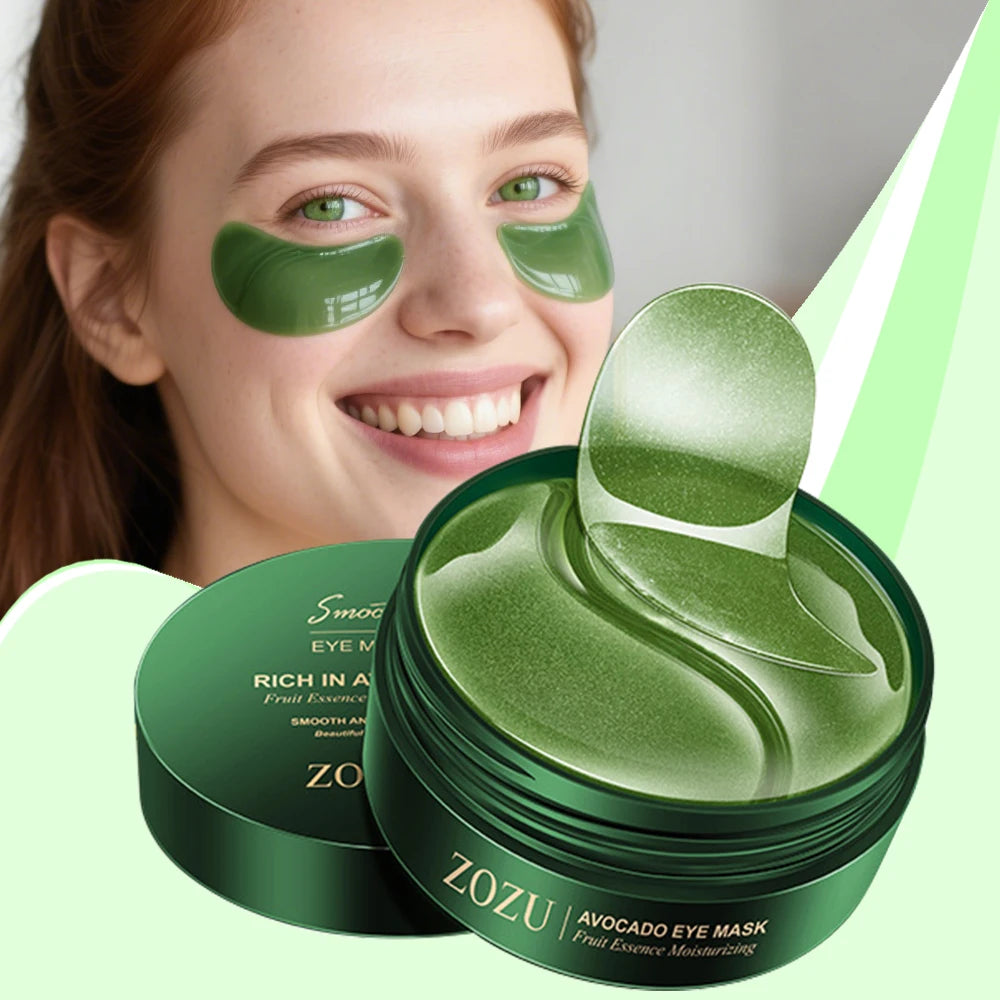 60pcs Avocado Eye Mask Hydrating Removing Dark Circles Smoothing Firming Improve Eye Bags Eye Patches Anti Wrinkle Eye Skin Care