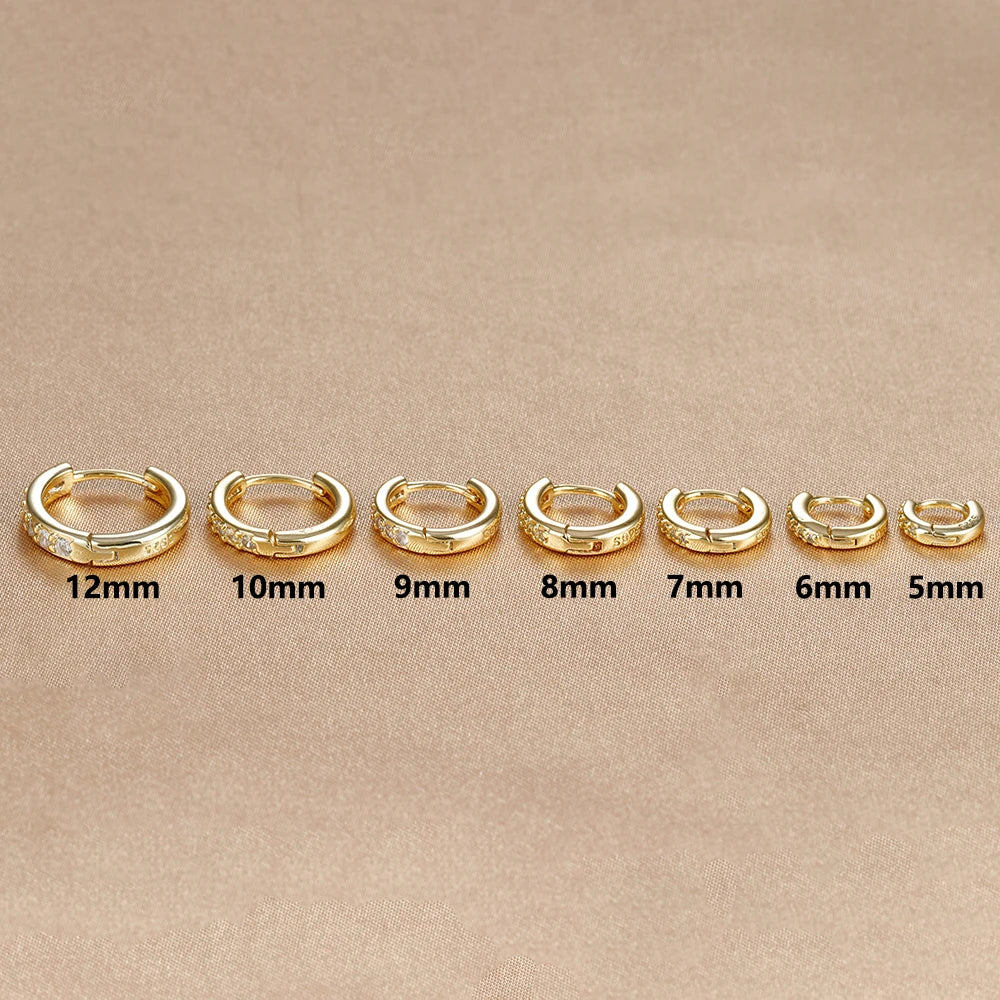 1Pair Stainless Steel Huggie Minimal Hoop Earrings Little Crystal Zirconia Thin Helix Tragus Cartilage Earrings Piercing Jewelry