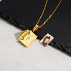 Envelope Photo Neckalce for Men Women,50/60CM Stainless Steel Custom Picture Collars,Gift for Dad Mom Husband Bestie BBF