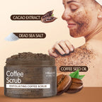 Hllozzi 200g coffee body scrub deep cleansing exfoliating cocoa plant squalane moisturizing