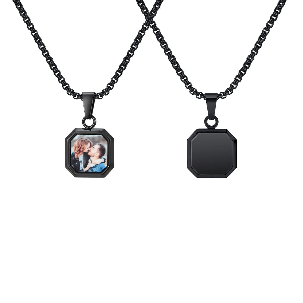 Vnox Photo Custom Necklace for Men Women, Stainless Steel Personalized Pendent Family Picture Valentines Pet Photo Gifts Jewelry