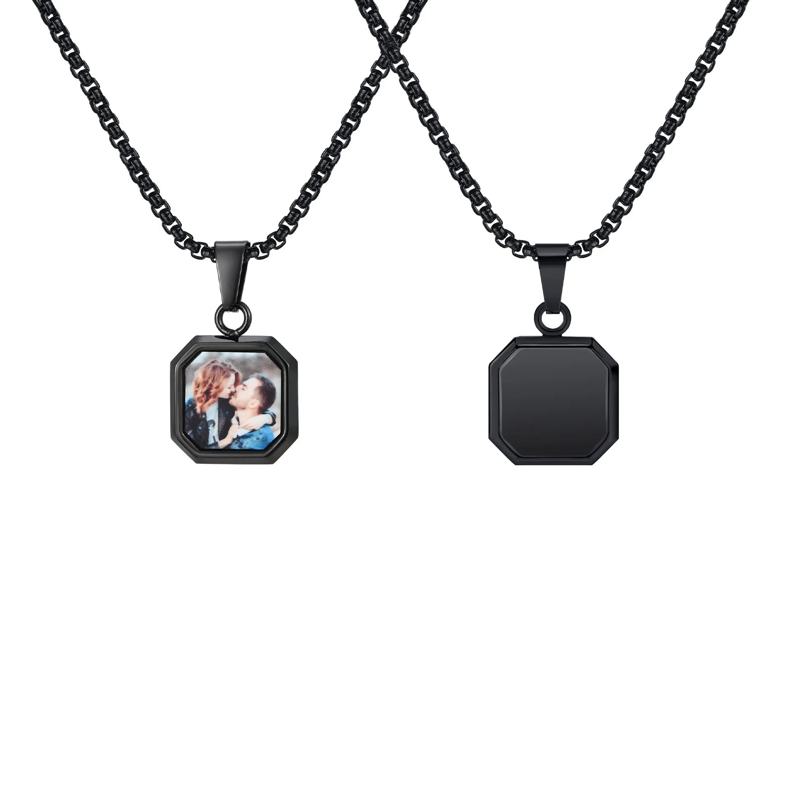 Vnox Photo Custom Necklace for Men Women, Stainless Steel Personalized Pendent Family Picture Valentines Pet Photo Gifts Jewelry