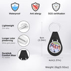 Vnox Custom Fathers Day Gift for Dad Grandpa, Black PU Leather Keychains with Custimized Photo Image Metal Plate Key Chain