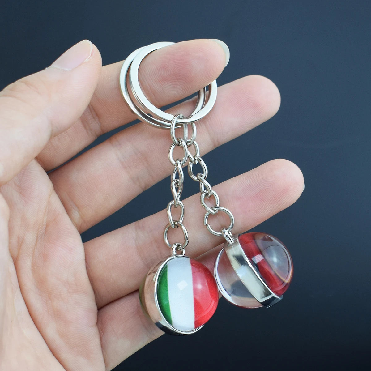 Customized Keychains Personalized Custom Photo Picture Glass Ball Double Sided Pendant Key Chain Luminous Keyring Jewelry Gift