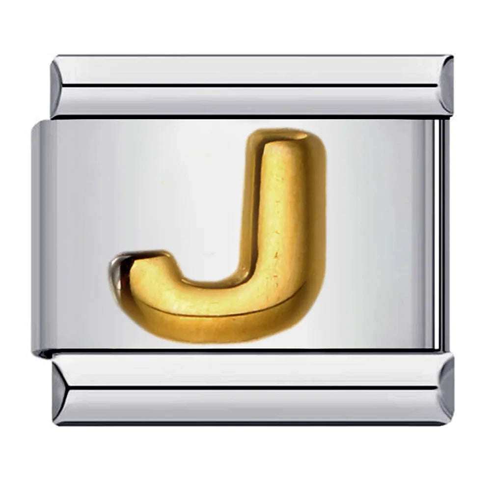 Trendy Italian Charms Bracelet 26 English A-Z Letter Name Custom Gold Color DIY Jewelry Making Gift Hand Bangle Chain Jewellry