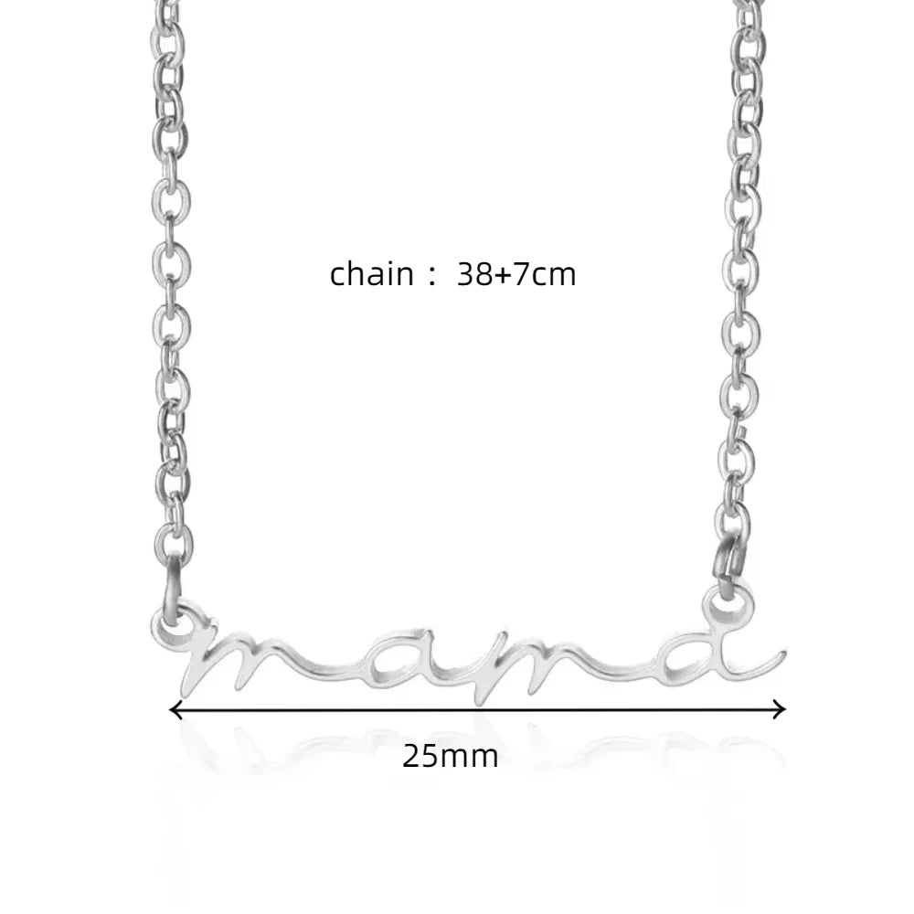 Dainty Mama Necklace Gold Color Stainless Steel Waterproof Choker Mama Letters Nameplate Necklaces Jewelry Gift For Mom And Wife