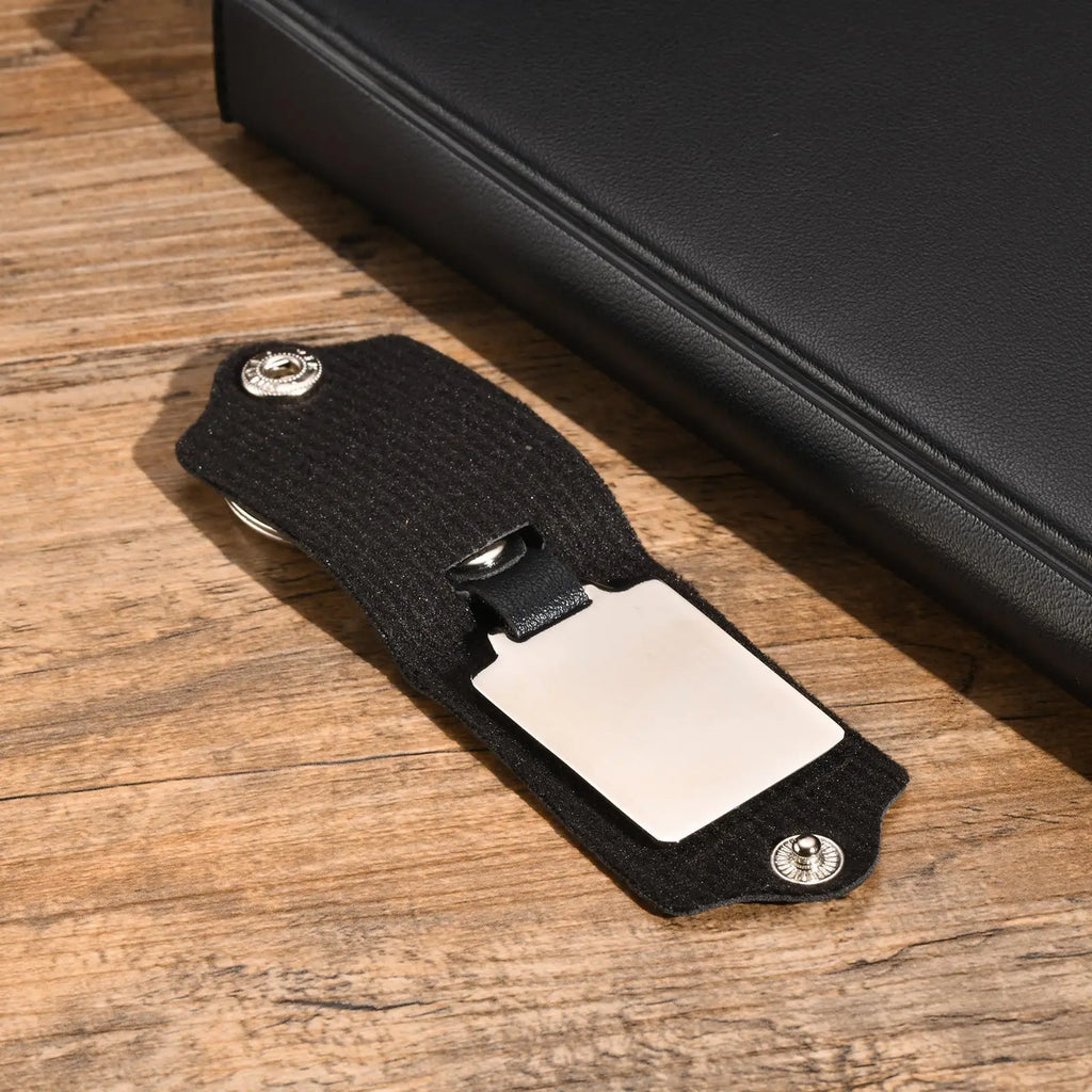 Vnox Custom Photo Keychains for Men,Black Brown PU Leather Key Chains,Image Picture Insert Keychains,Family Gift for Him Husband