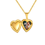 Personalized Heart Photo Pendant Necklace, Customized Image Picture Locked Necklace Jewelry for Women