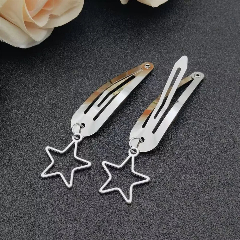 Fashion Metal Geometry Pendant Hair Clip Women's Love Butterfly Star Headwear Punk Girls' Hair Accessories Charm Jewelry Gift