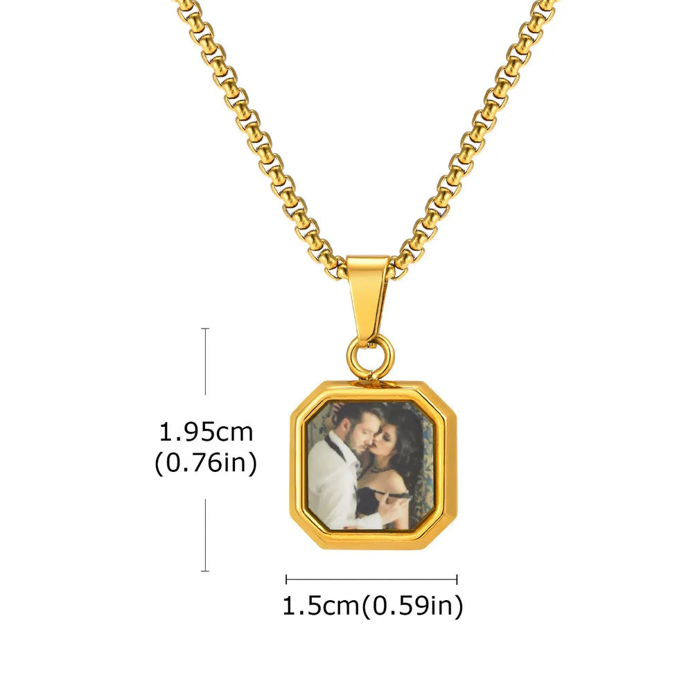 Vnox Photo Custom Necklace for Men Women, Stainless Steel Personalized Pendent Family Picture Valentines Pet Photo Gifts Jewelry