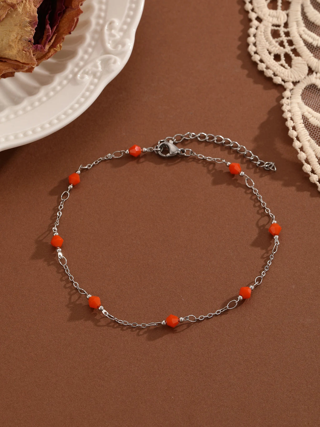 QIAMNI Summer Bohemia Crystal Cubic Zirconia Anklet For Women Girls Ankle Bracelet Leg Chain Beach Party Travel Foot Jewelry