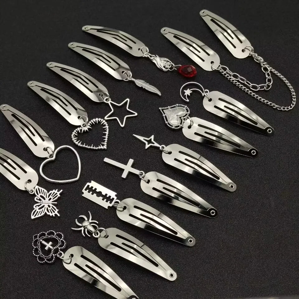 Fashion Metal Geometry Pendant Hair Clip Women's Love Butterfly Star Headwear Punk Girls' Hair Accessories Charm Jewelry Gift