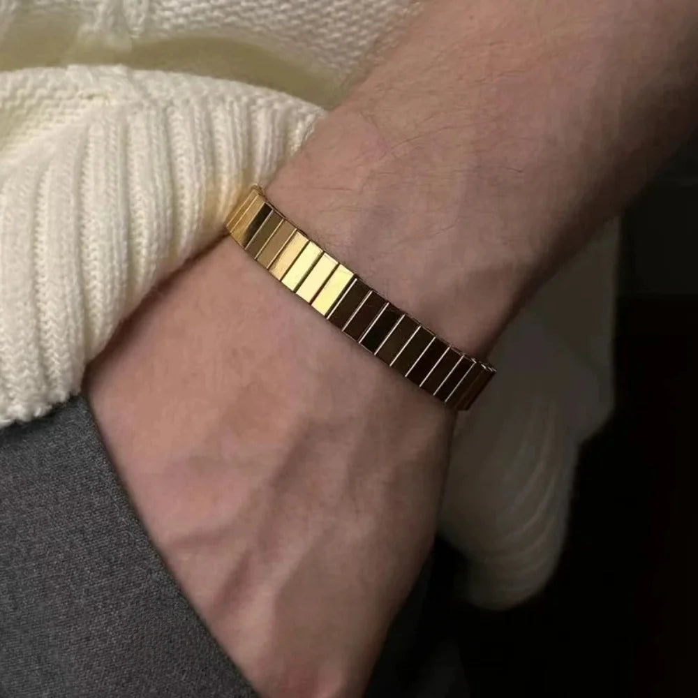 Fashion Stainless Steel 9mm Stretch Bangles For Men Simple Imitation Strap Bracelet Trendy Party Women Jewelry Accessories