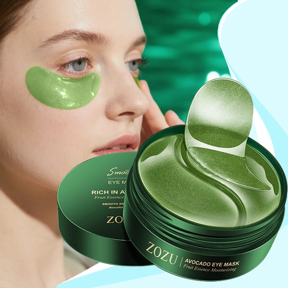60pcs Avocado Eye Mask Hydrating Removing Dark Circles Smoothing Firming Improve Eye Bags Eye Patches Anti Wrinkle Eye Skin Care