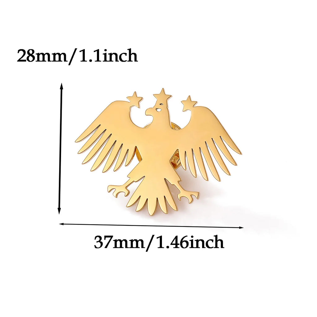 Gold Color Punk Eagle Stars Brooches For Men Women Fashion Geometric Animals Emblem Brooch Stainless Steel Jewelry Birthday Gift