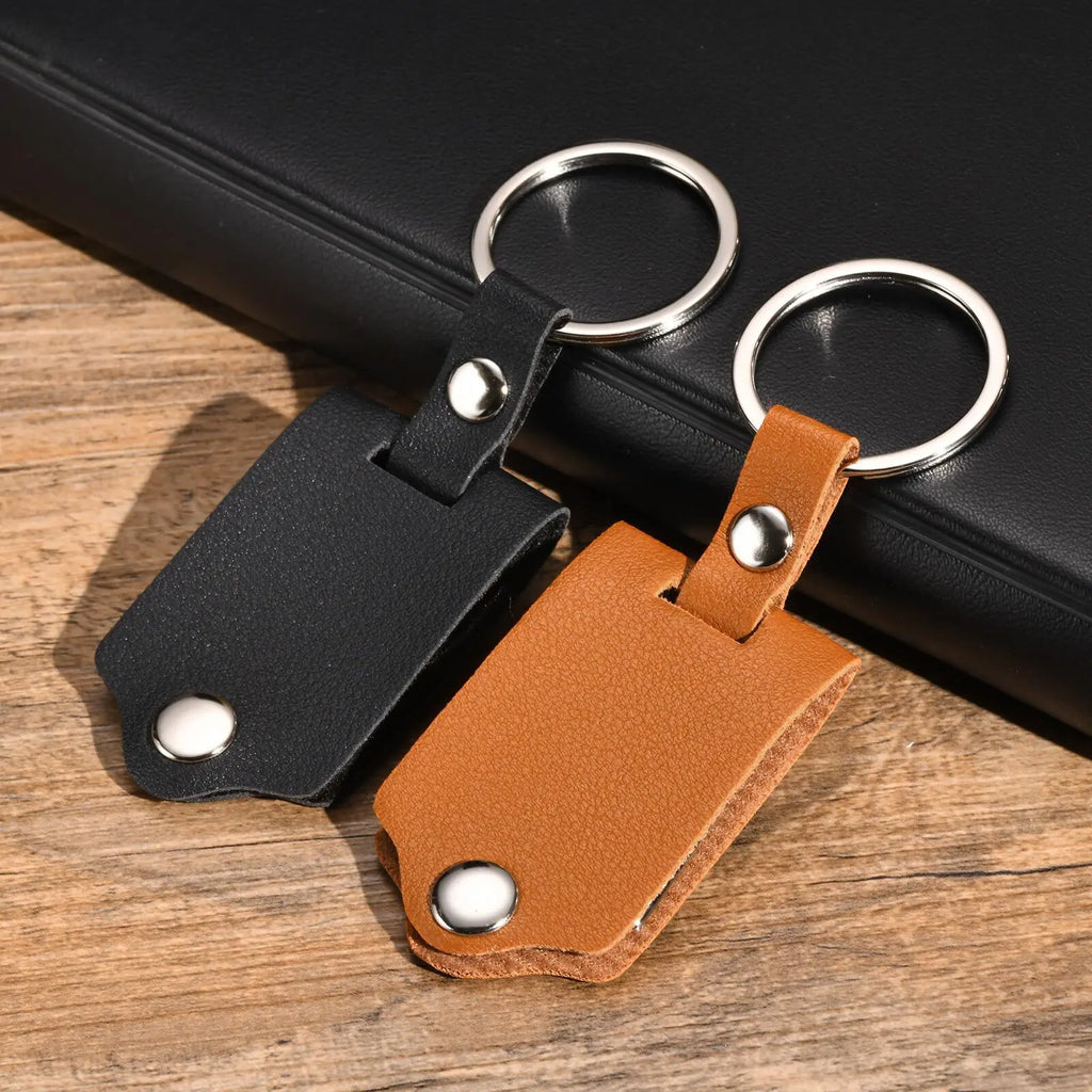 Vnox Custom Photo Keychains for Men,Black Brown PU Leather Key Chains,Image Picture Insert Keychains,Family Gift for Him Husband