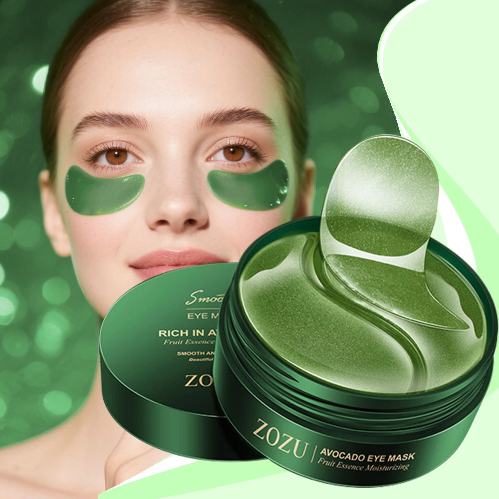 60pcs Avocado Eye Mask Hydrating Removing Dark Circles Smoothing Firming Improve Eye Bags Eye Patches Anti Wrinkle Eye Skin Care
