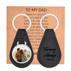 Vnox Custom Fathers Day Gift for Dad Grandpa, Black PU Leather Keychains with Custimized Photo Image Metal Plate Key Chain
