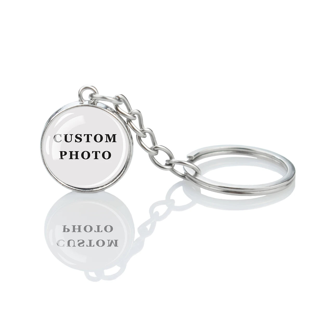 Customized Keychains Personalized Custom Photo Picture Glass Ball Double Sided Pendant Key Chain Luminous Keyring Jewelry Gift