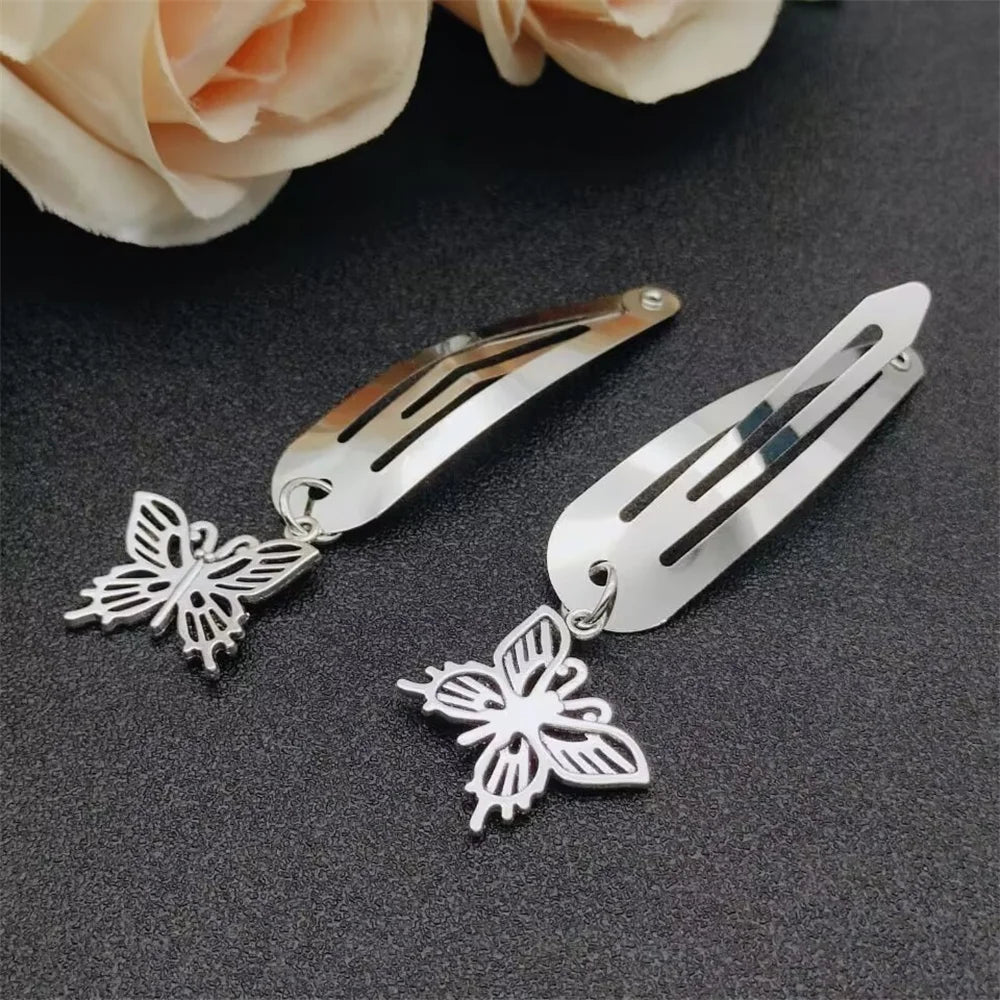 Fashion Metal Geometry Pendant Hair Clip Women's Love Butterfly Star Headwear Punk Girls' Hair Accessories Charm Jewelry Gift