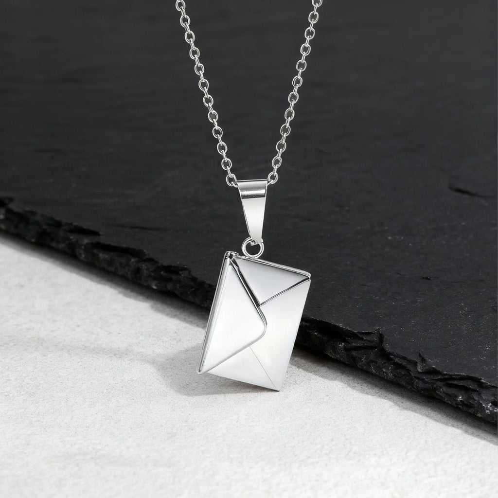 Envelope Photo Neckalce for Men Women,50/60CM Stainless Steel Custom Picture Collars,Gift for Dad Mom Husband Bestie BBF