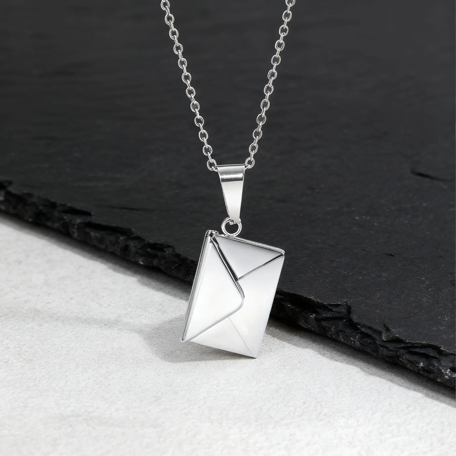 Envelope Photo Neckalce for Men Women,50/60CM Stainless Steel Custom Picture Collars,Gift for Dad Mom Husband Bestie BBF