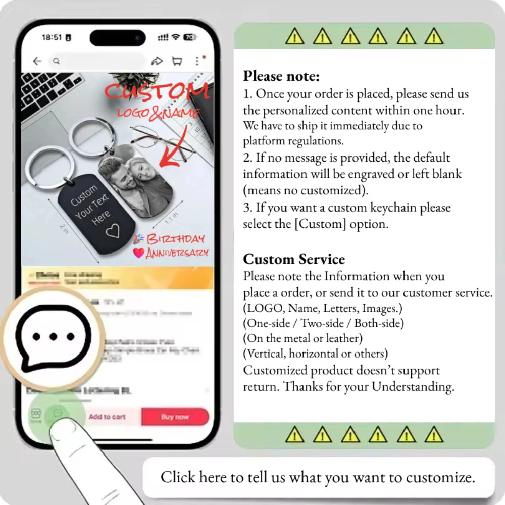 1PC Customized LOGO Name Stainless Steel Keychain Laser Carving Pendant Motorcycle Car for Men Women Keyring Key Ring Chain Gift