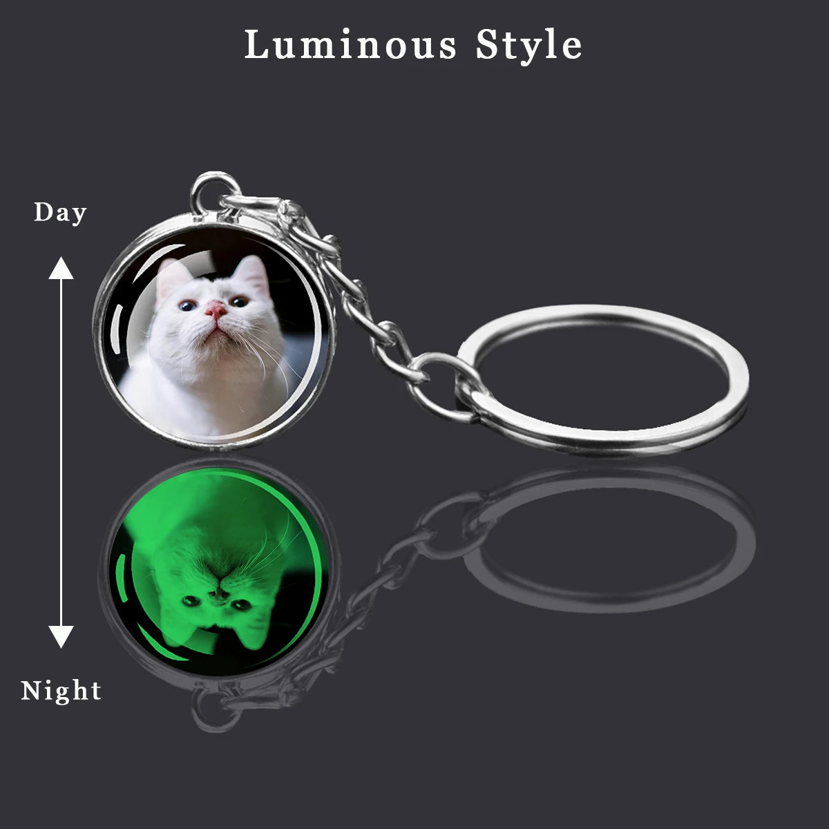 Customized Keychains Personalized Custom Photo Picture Glass Ball Double Sided Pendant Key Chain Luminous Keyring Jewelry Gift