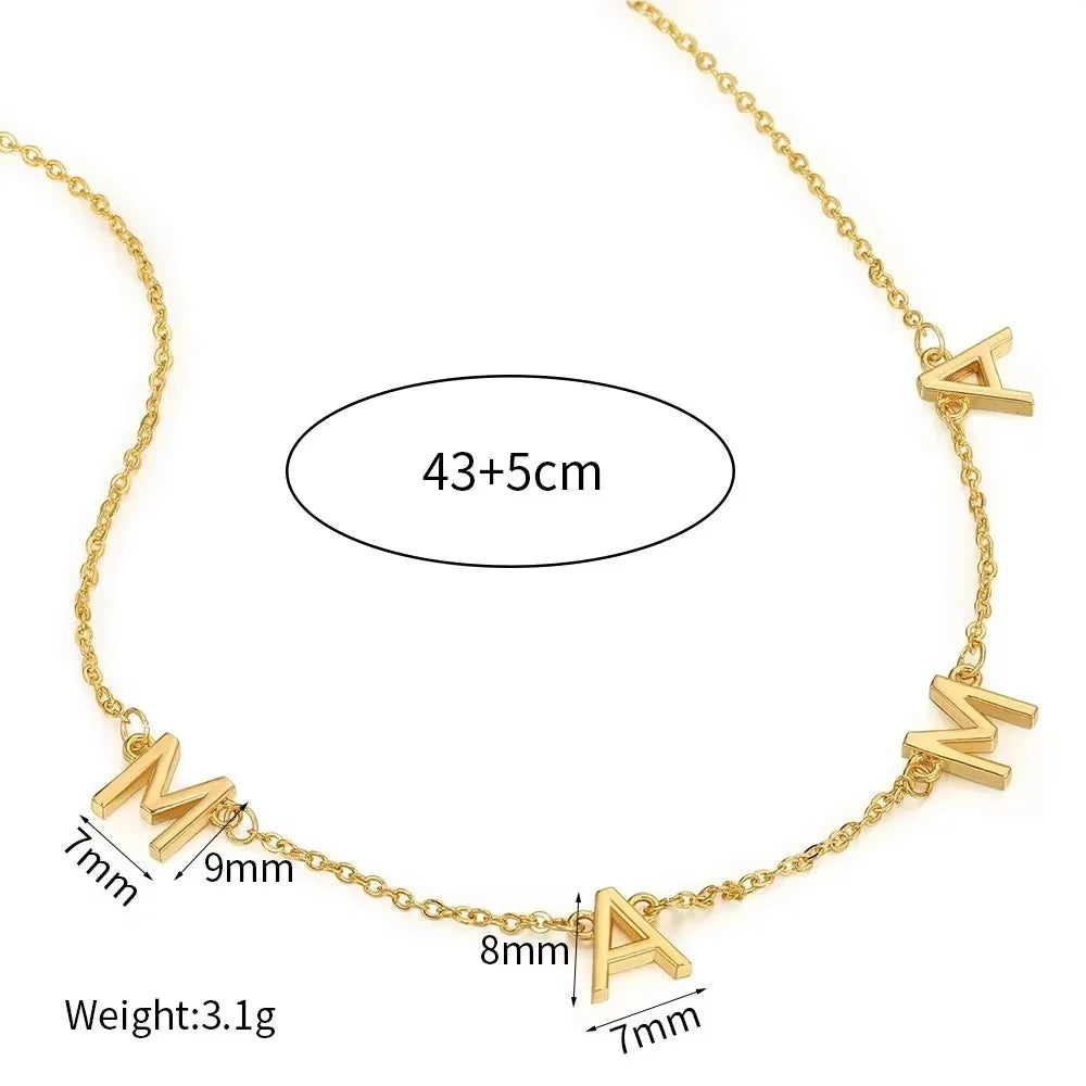 Dainty Mama Necklace Gold Color Stainless Steel Waterproof Choker Mama Letters Nameplate Necklaces Jewelry Gift For Mom And Wife
