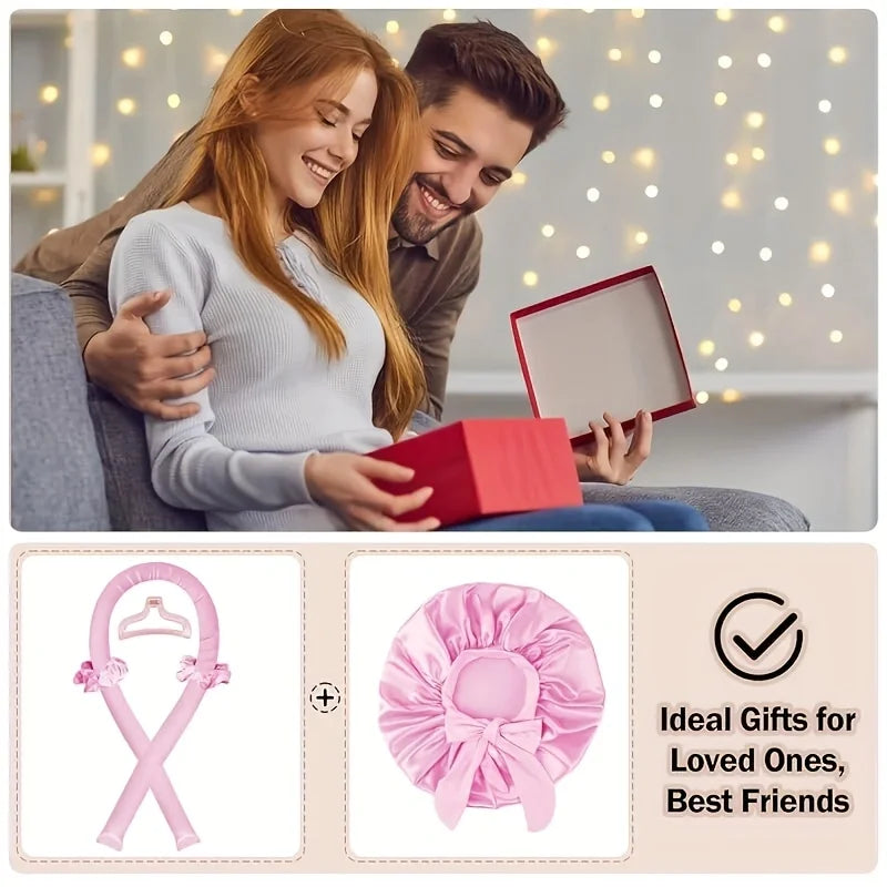 10 pieces of sleep hairstyle design tool set, curling iron and facial massager, 1 pillowcase suitable for hair and skin queen se