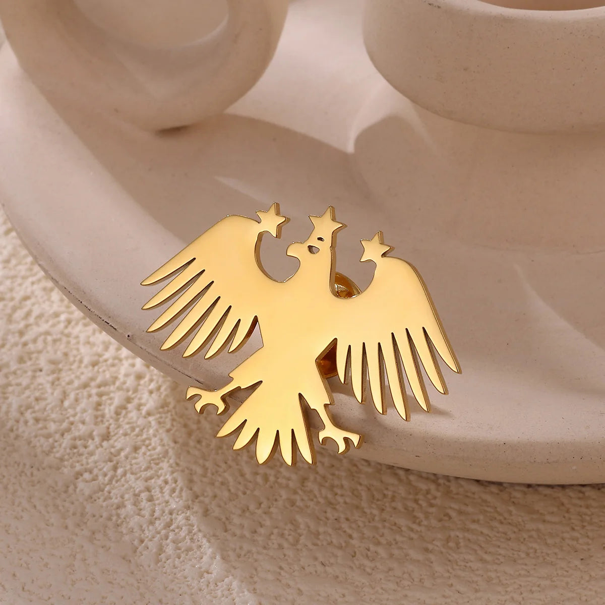 Gold Color Punk Eagle Stars Brooches For Men Women Fashion Geometric Animals Emblem Brooch Stainless Steel Jewelry Birthday Gift