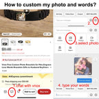 Vnox Custom Fathers Day Gift for Dad Grandpa, Black PU Leather Keychains with Custimized Photo Image Metal Plate Key Chain